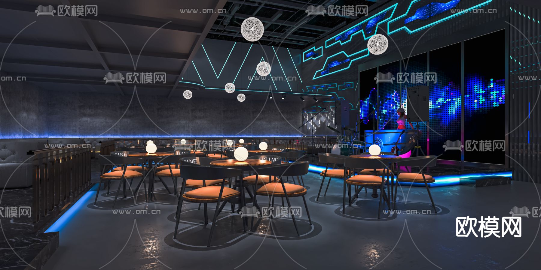 现代酒吧su模型下载