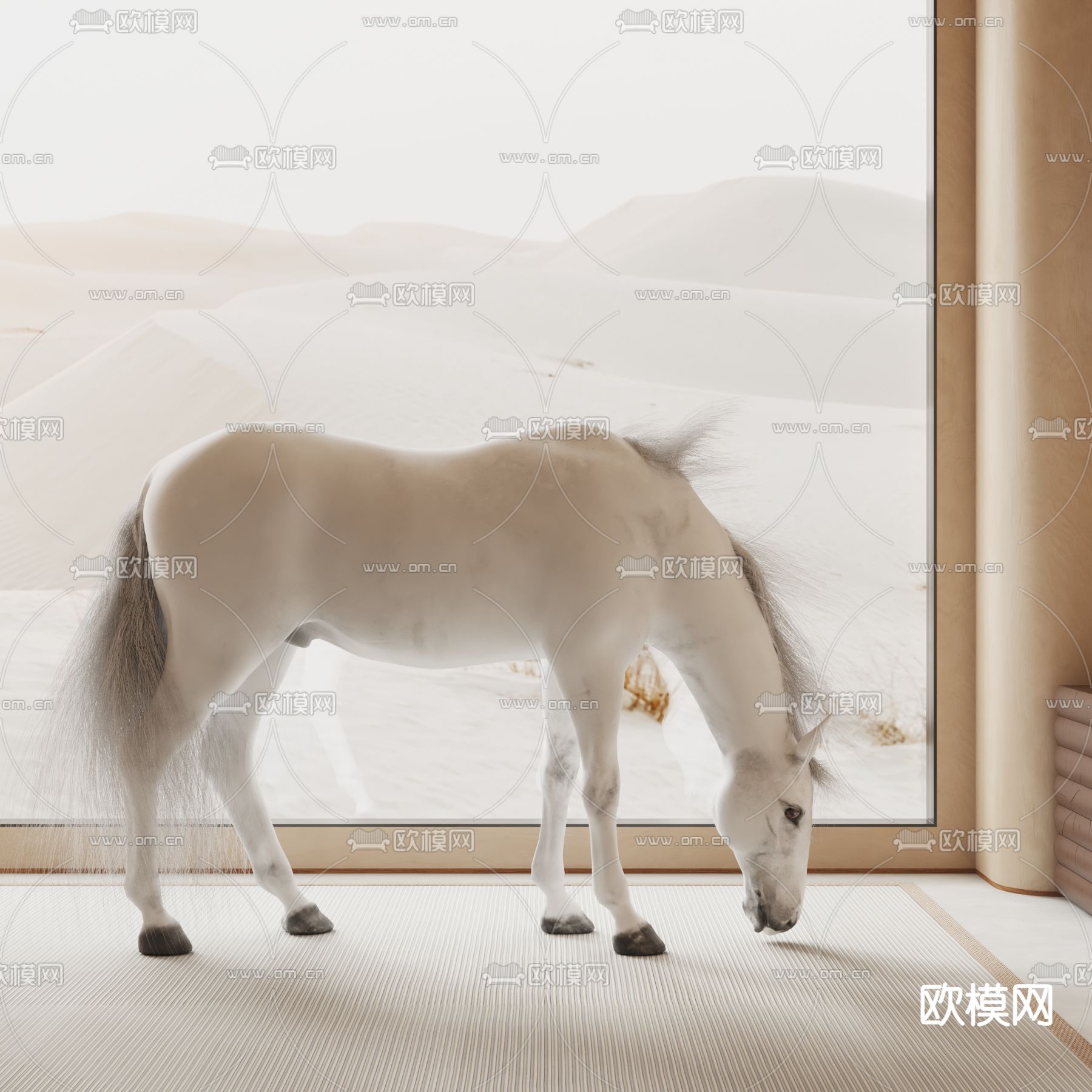 白马 马 动物su模型
