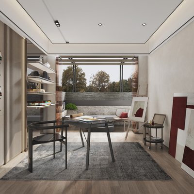  现代画室su模型 