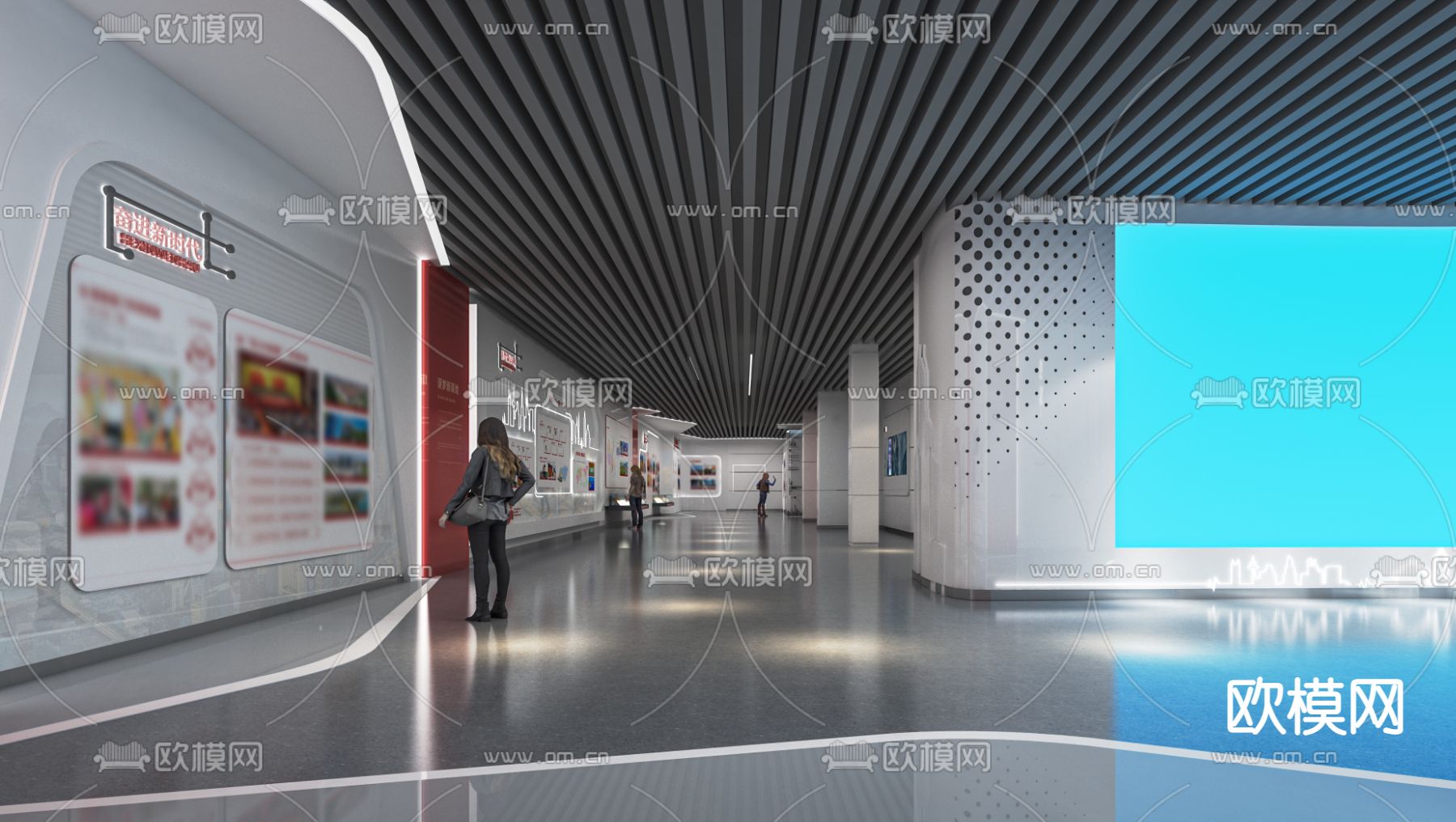 现代企业展厅su模型下载