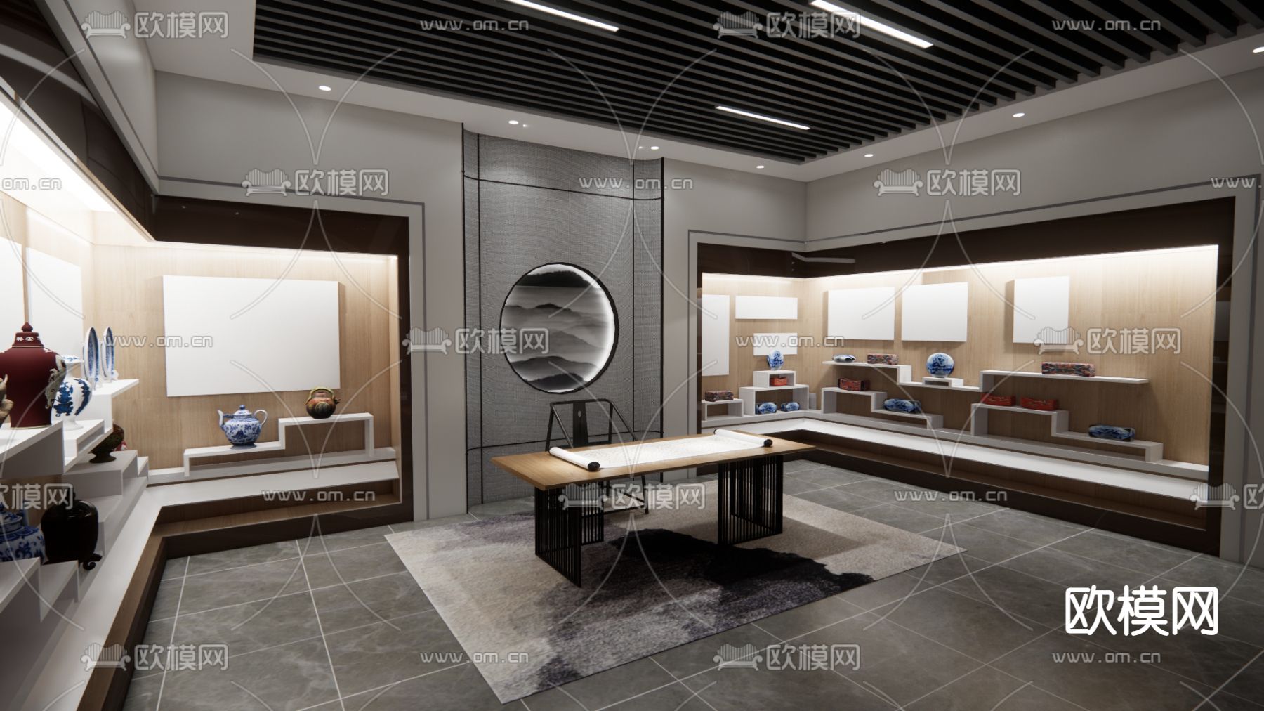 新中式博物馆su模型下载（渲染图3）