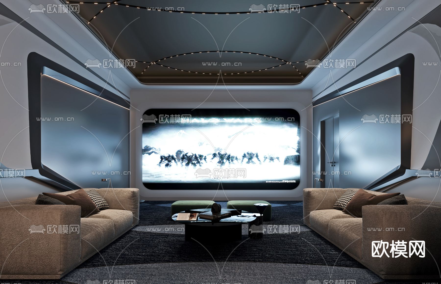 家庭影院 影音室3d模型下载（渲染图2）