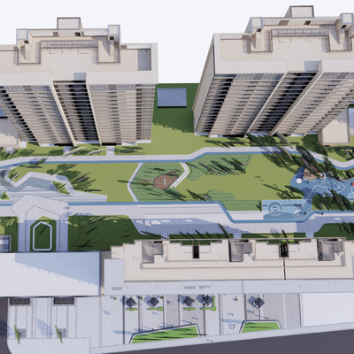  大区花园鸟瞰su模型 