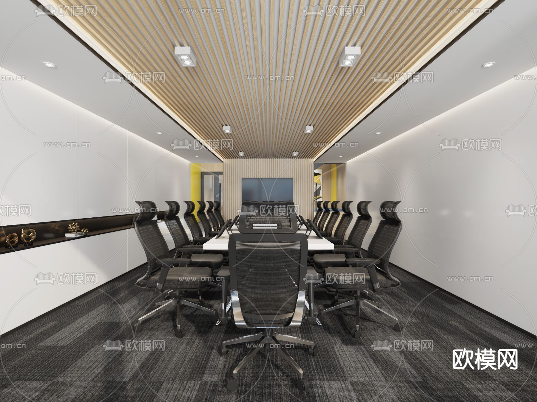 现代会议室su模型下载（渲染图1）