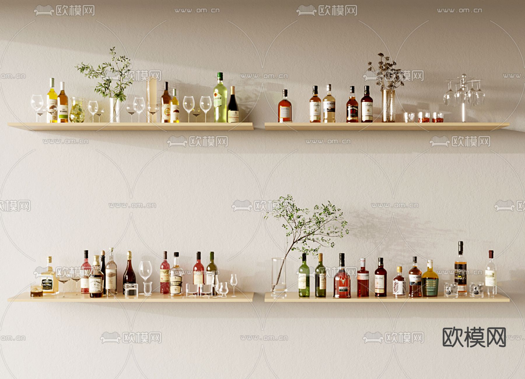 酒瓶 酒杯su模型下载（渲染图1）