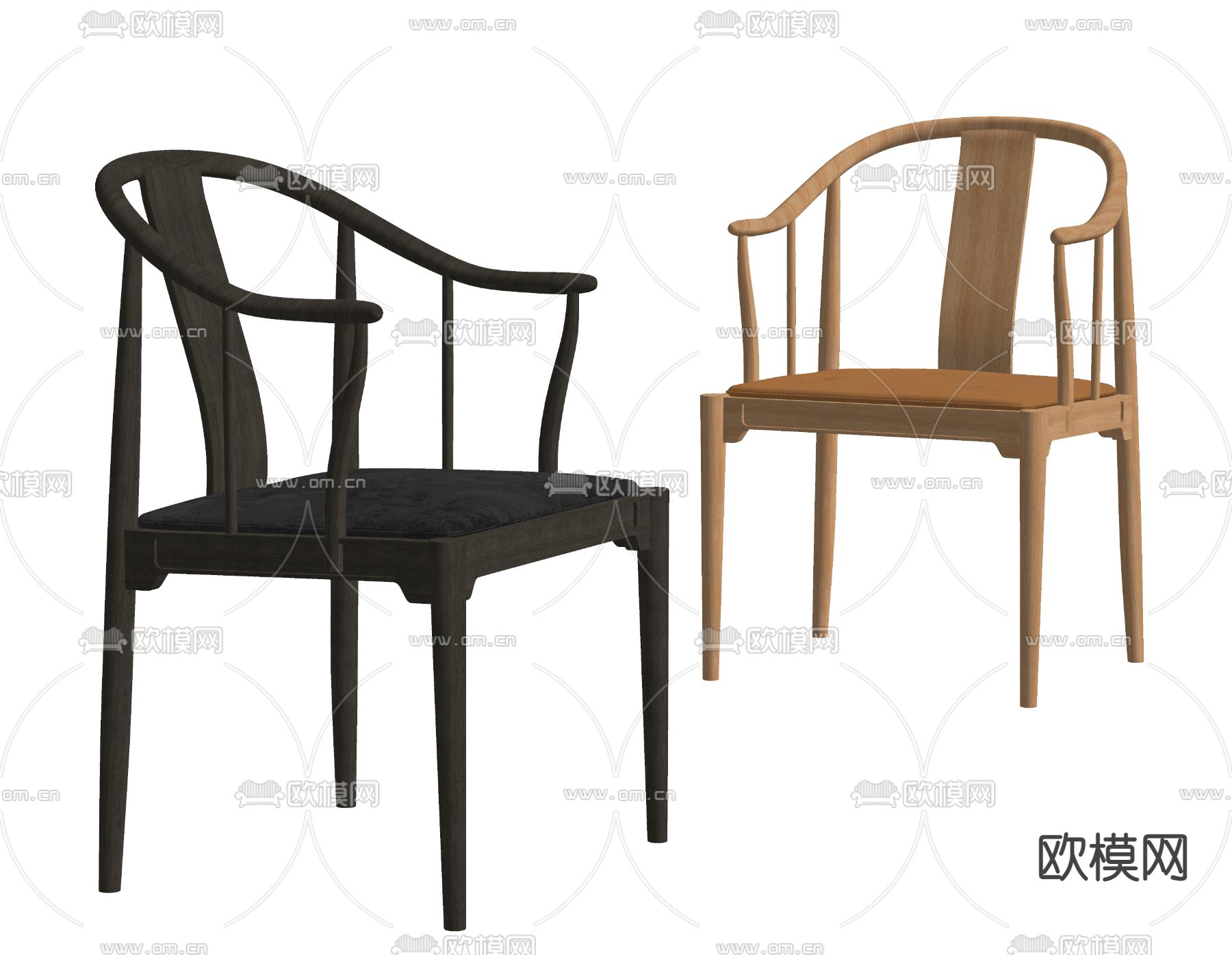 新中式圈椅 餐椅su模型