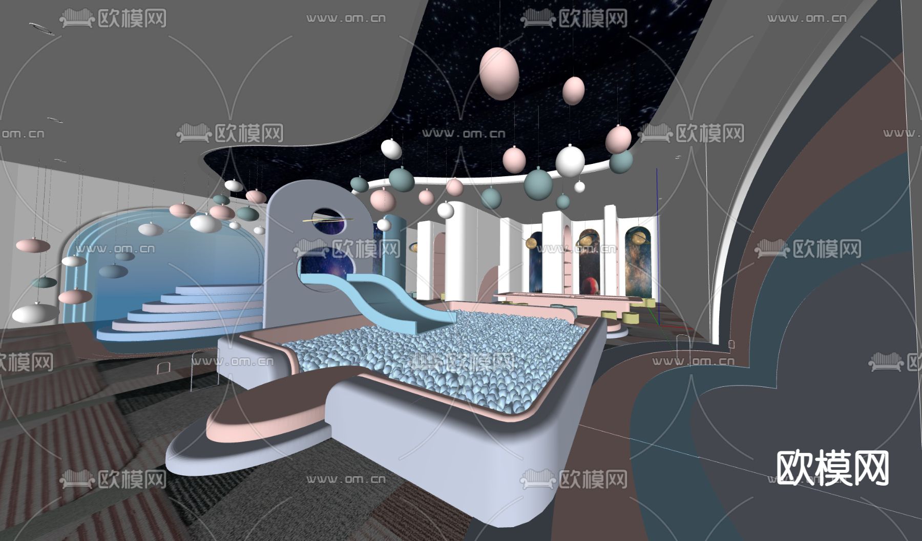 现代儿童室内游乐场su模型下载（渲染图2）