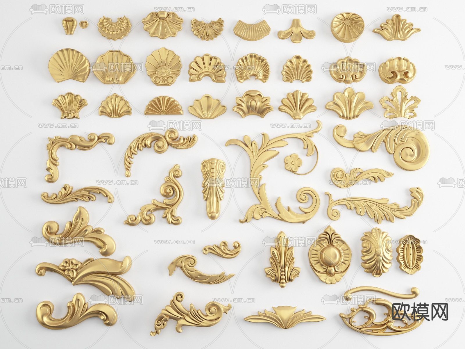 简欧雕花 角花 贴花su模型下载（渲染图1）