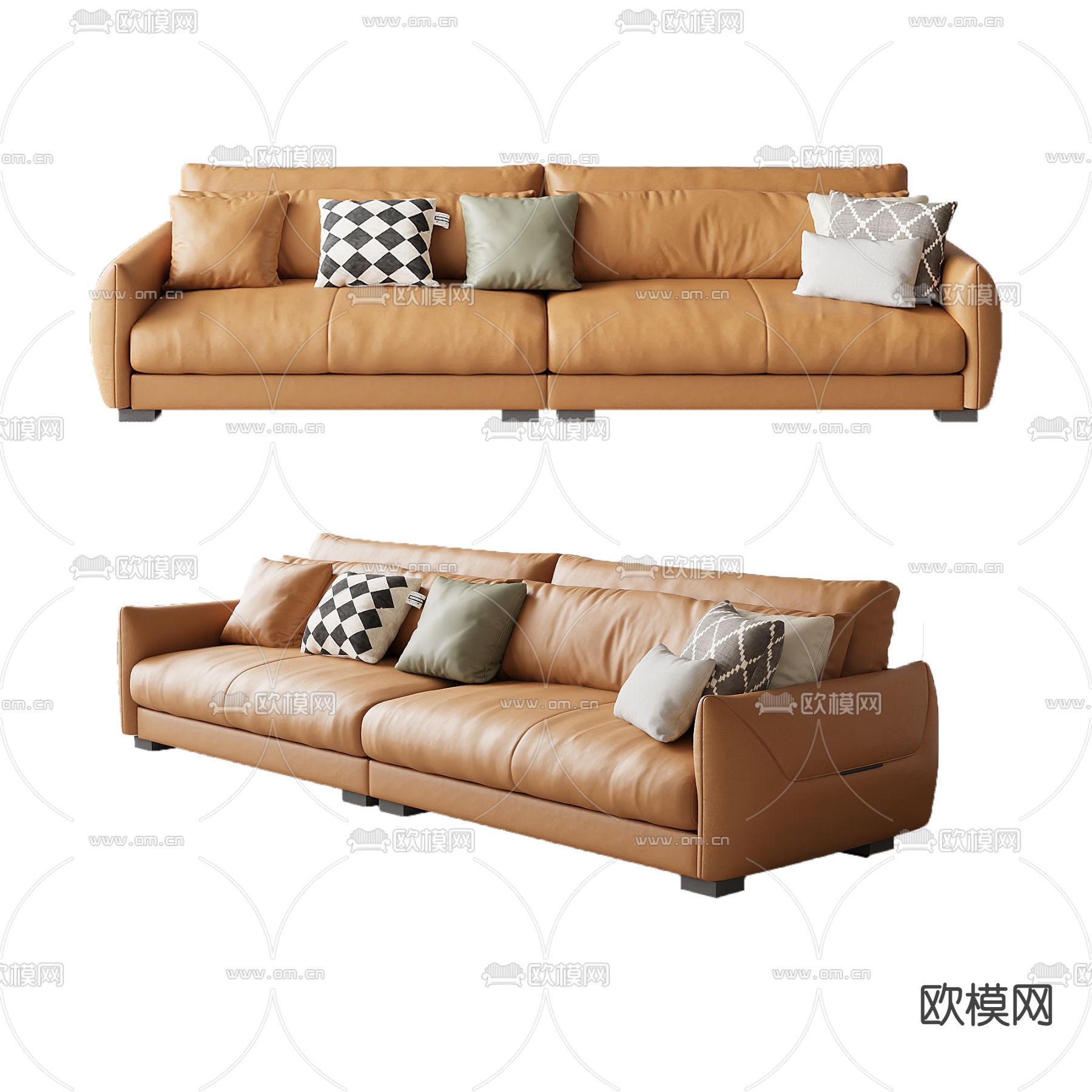 皮革沙发 双人沙发3d模型下载_ID14058229_3dmax免费模型-欧模网