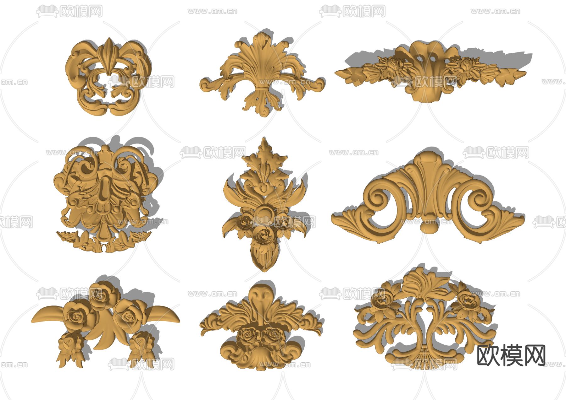 简欧雕花 浮雕角花su模型下载（渲染图2）