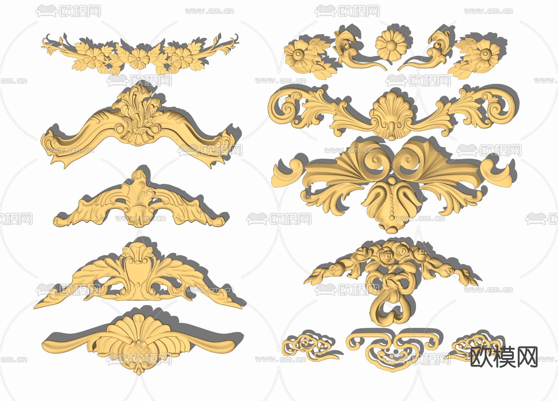 简欧雕花 角花 贴花su模型下载（渲染图2）