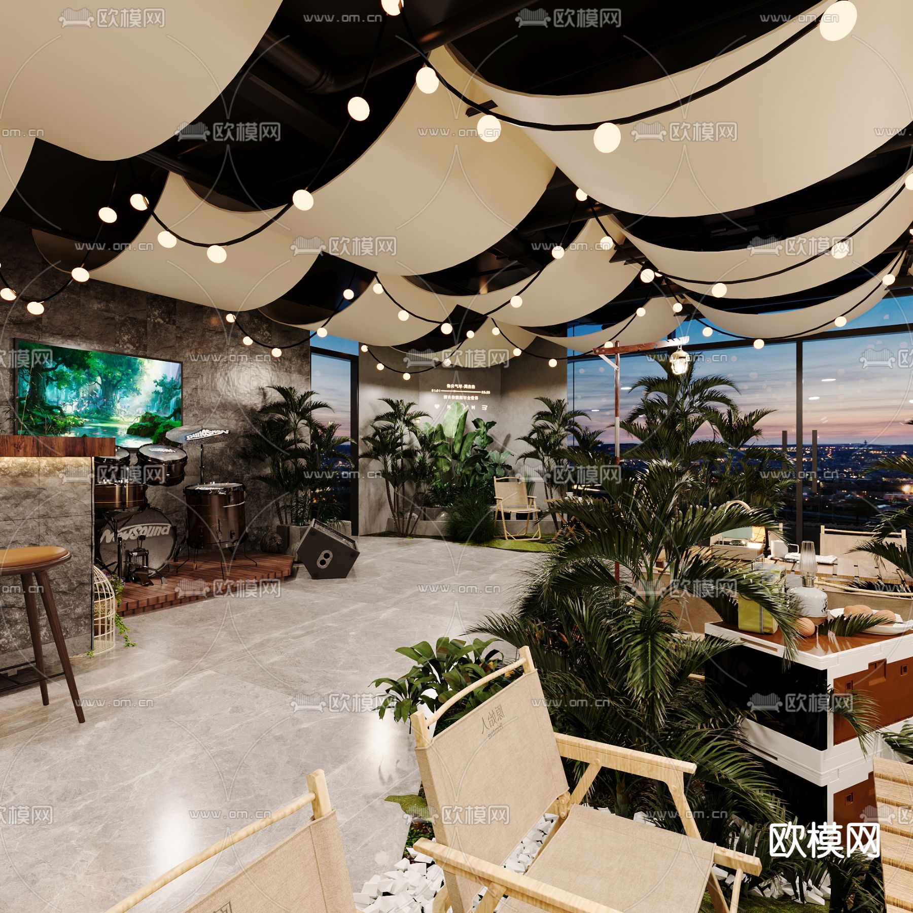 露营酒吧 音乐餐吧3d模型下载（渲染图2）