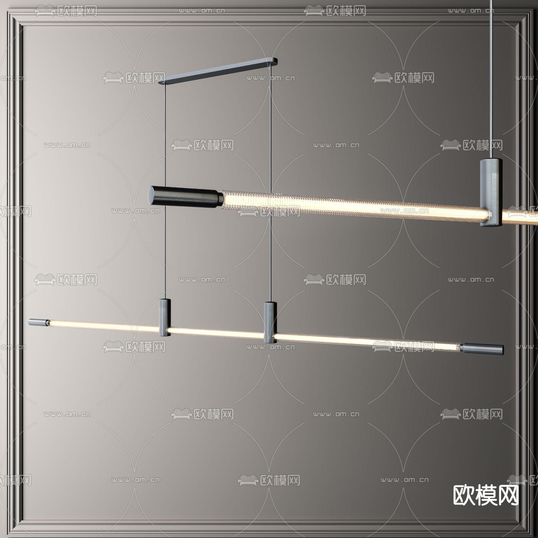 长条吊灯 办公吊灯3d模型下载