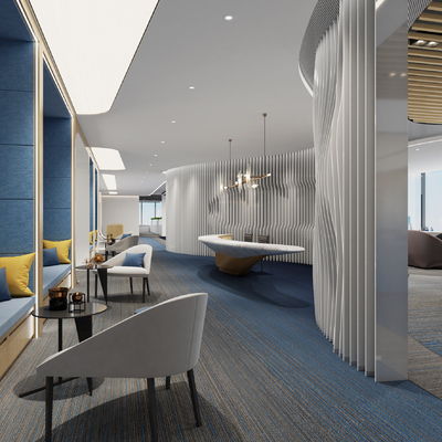  现代办公休闲区su模型 