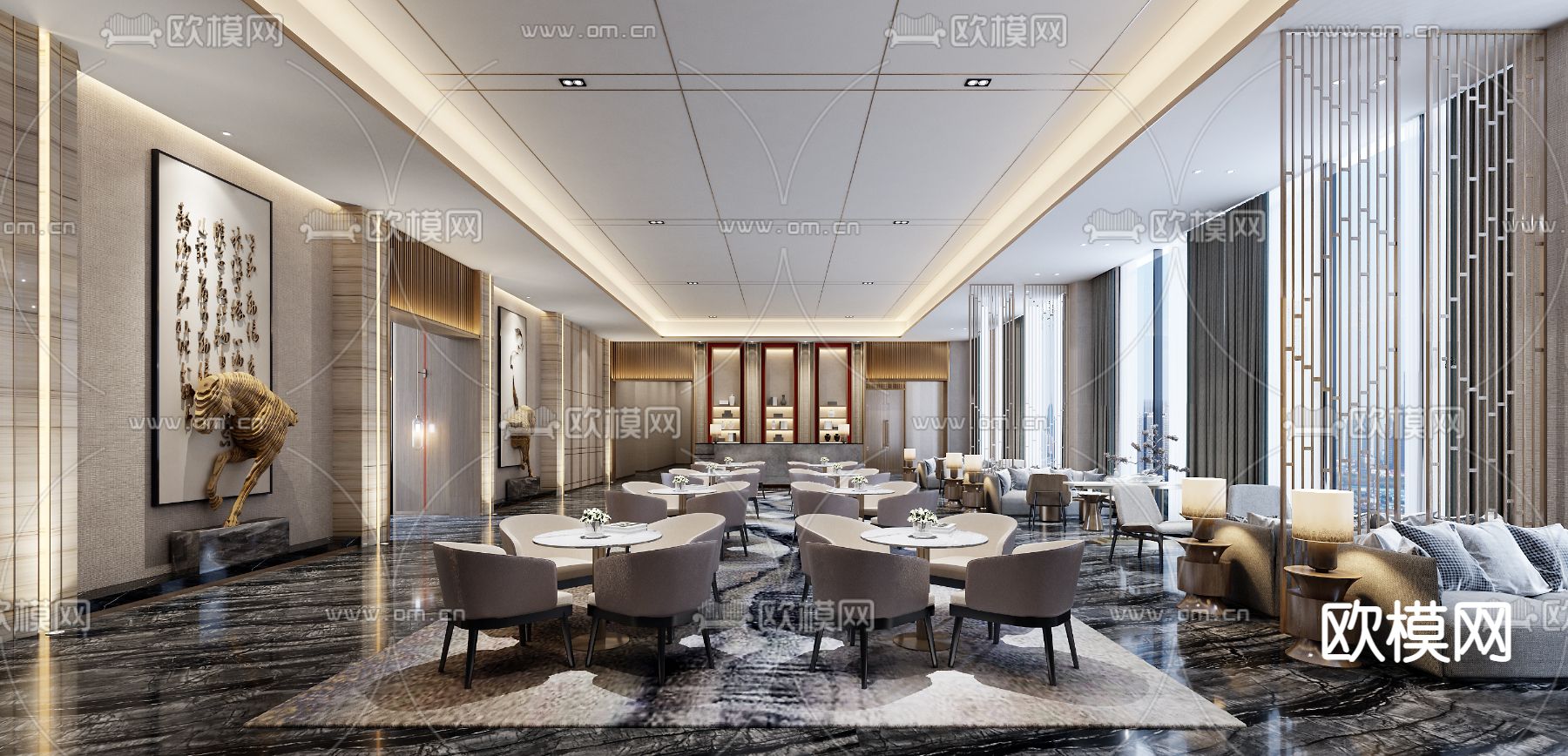 现代售楼处 洽谈区su模型下载（渲染图1）