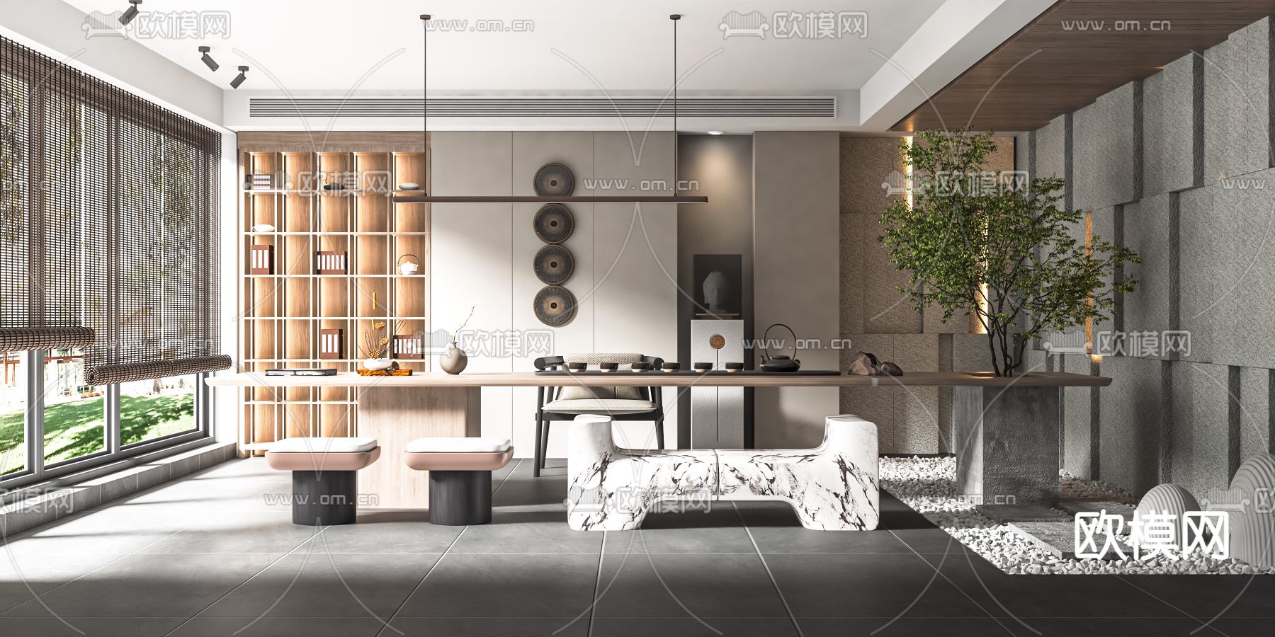 轻奢茶室su模型下载