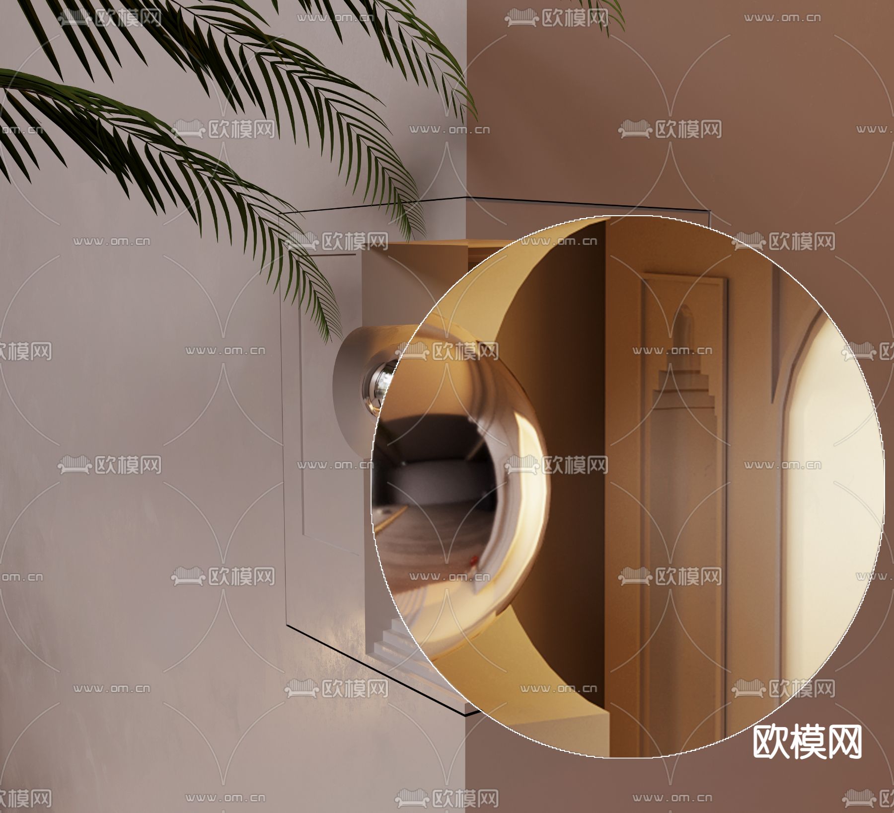 嵌入式石膏壁灯 转角壁灯3d模型下载（渲染图2）