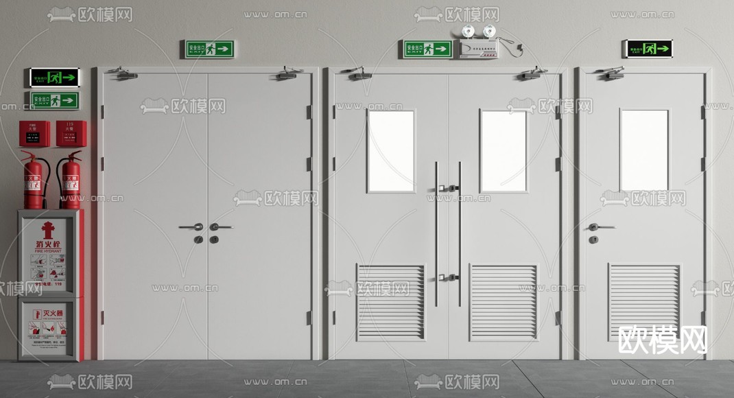 消防门 安全门 逃生门 消防栓su模型下载_ID14055950_sketchup模型下载-欧模网