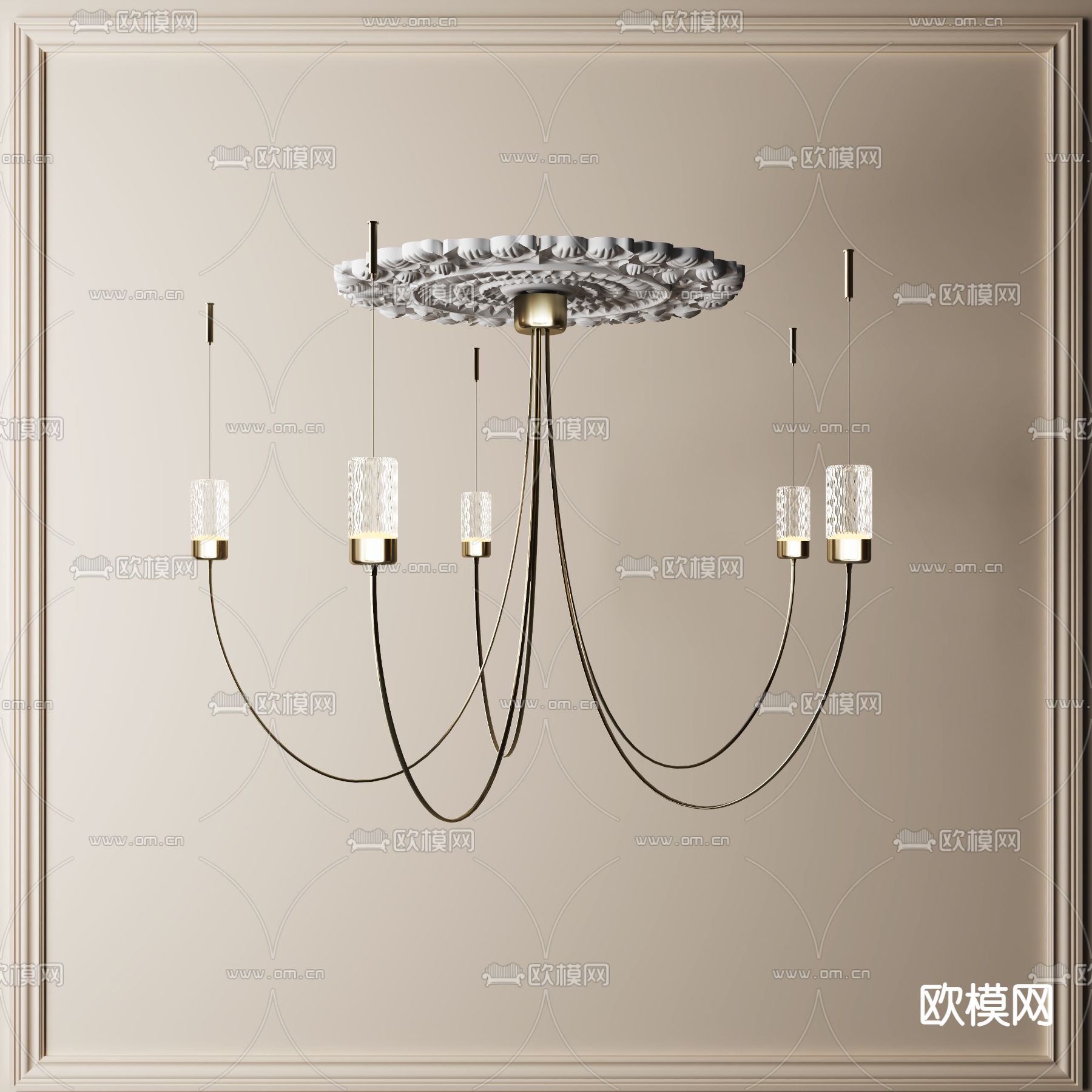 法式吊灯su模型下载（渲染图1）