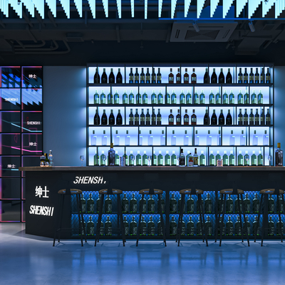  现代清吧 酒吧su模型 