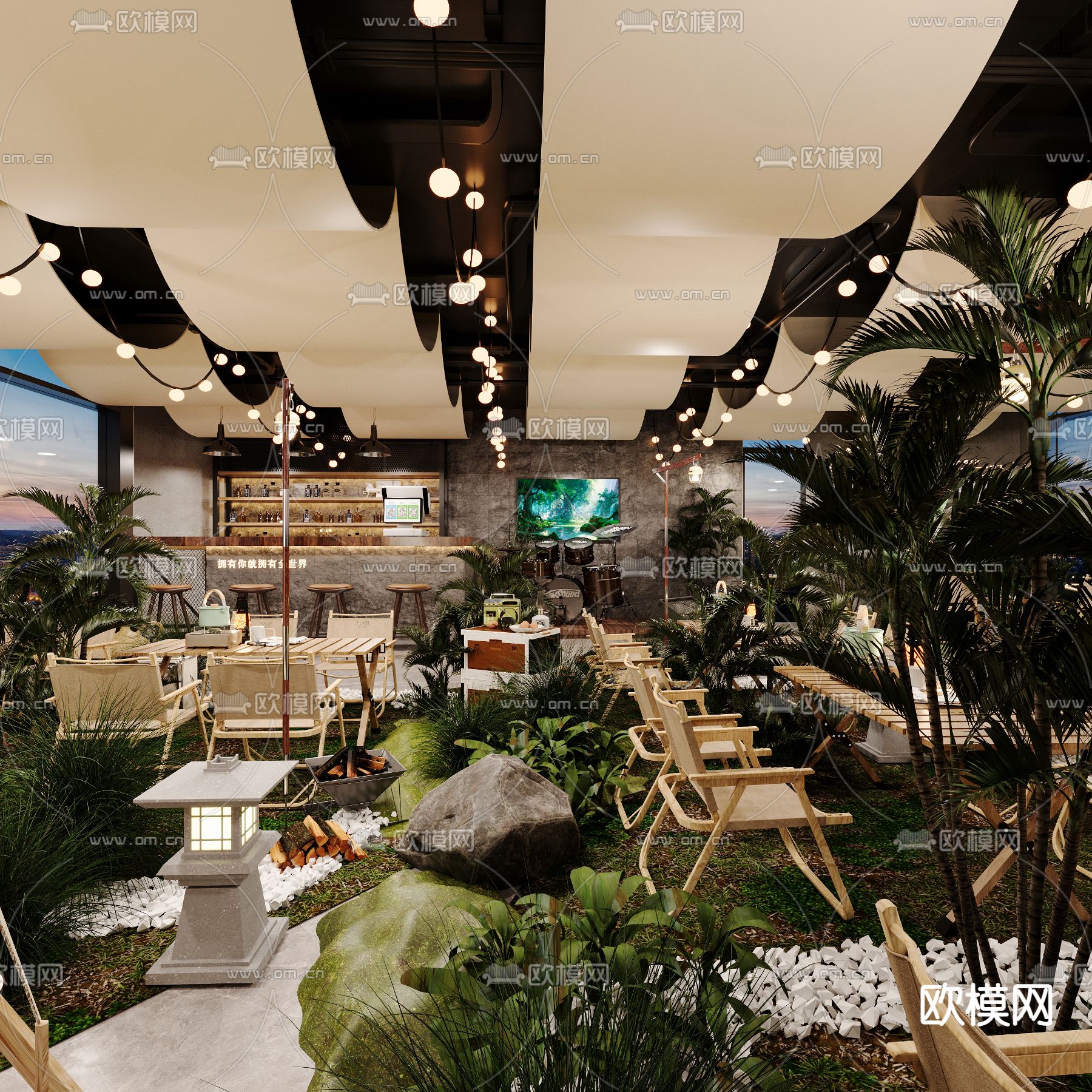 露营酒吧 音乐餐吧3d模型下载（渲染图4）