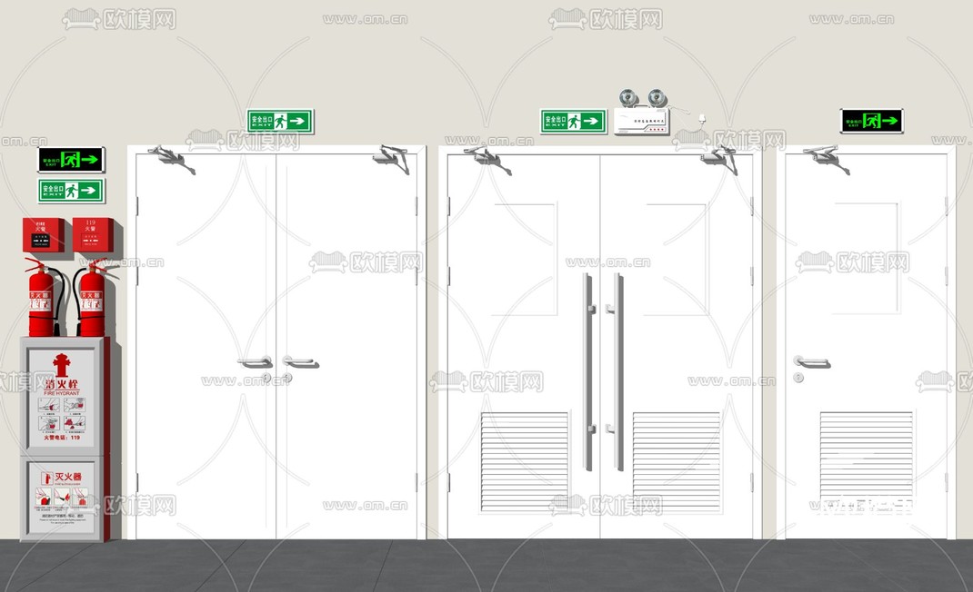 消防门 安全门 逃生门 消防栓su模型下载_ID14055950_sketchup模型下载-欧模网