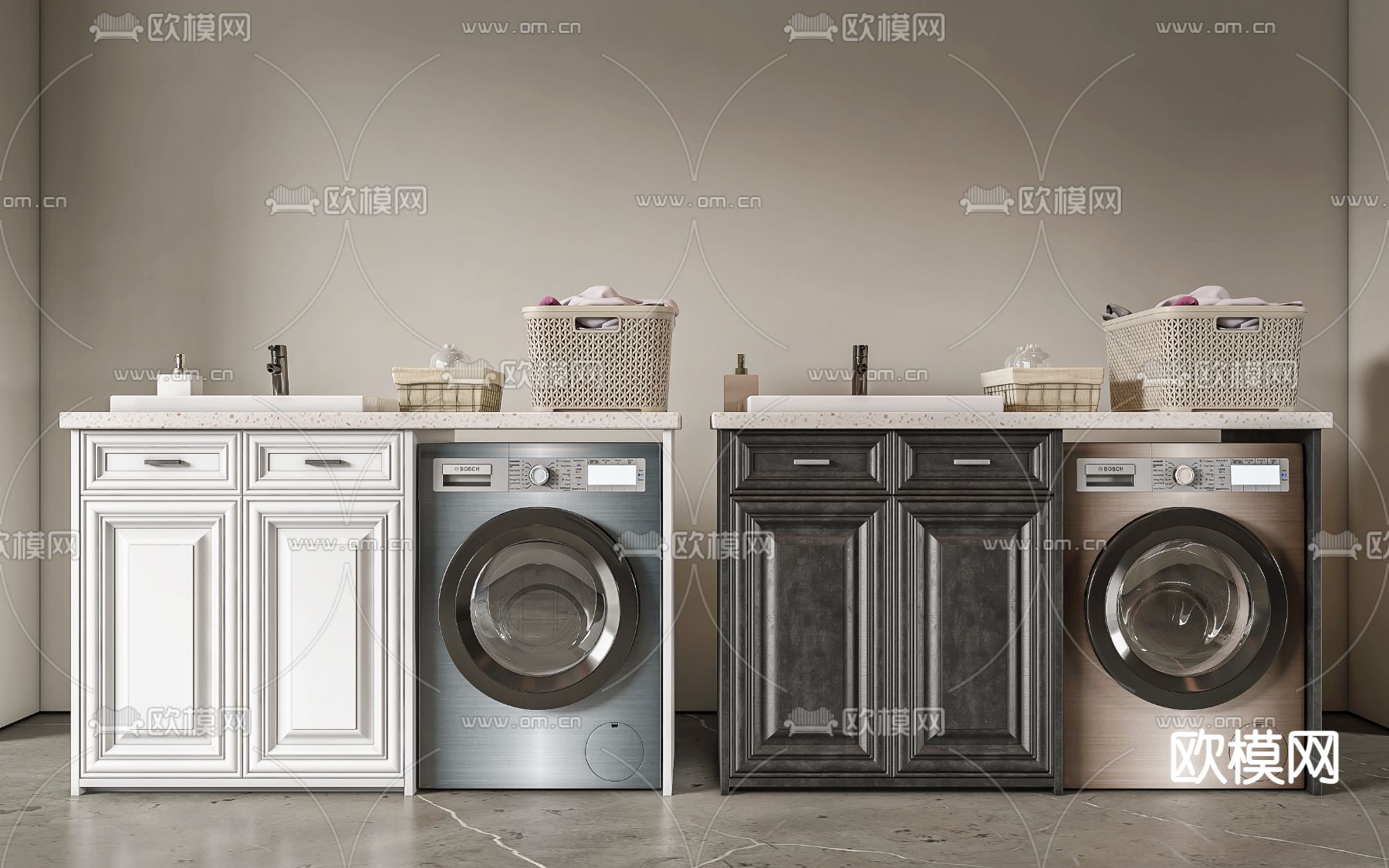 滚筒洗衣机 洗衣机柜3d模型下载