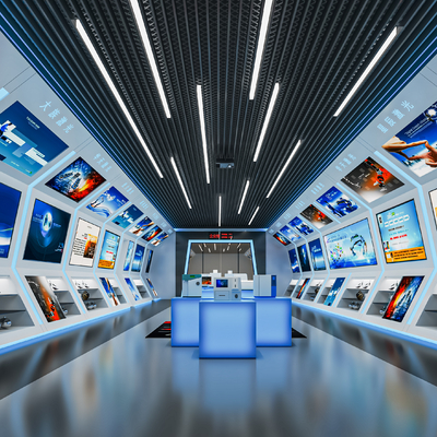  公司展厅 产品展台su模型 