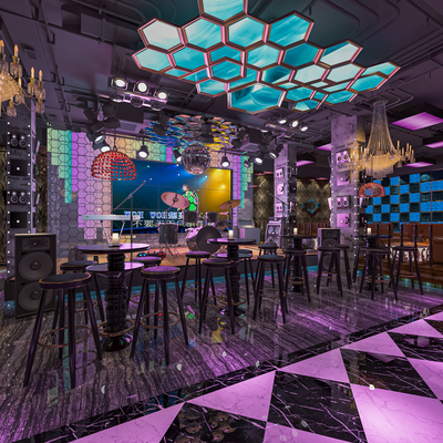  现代酒吧su模型 