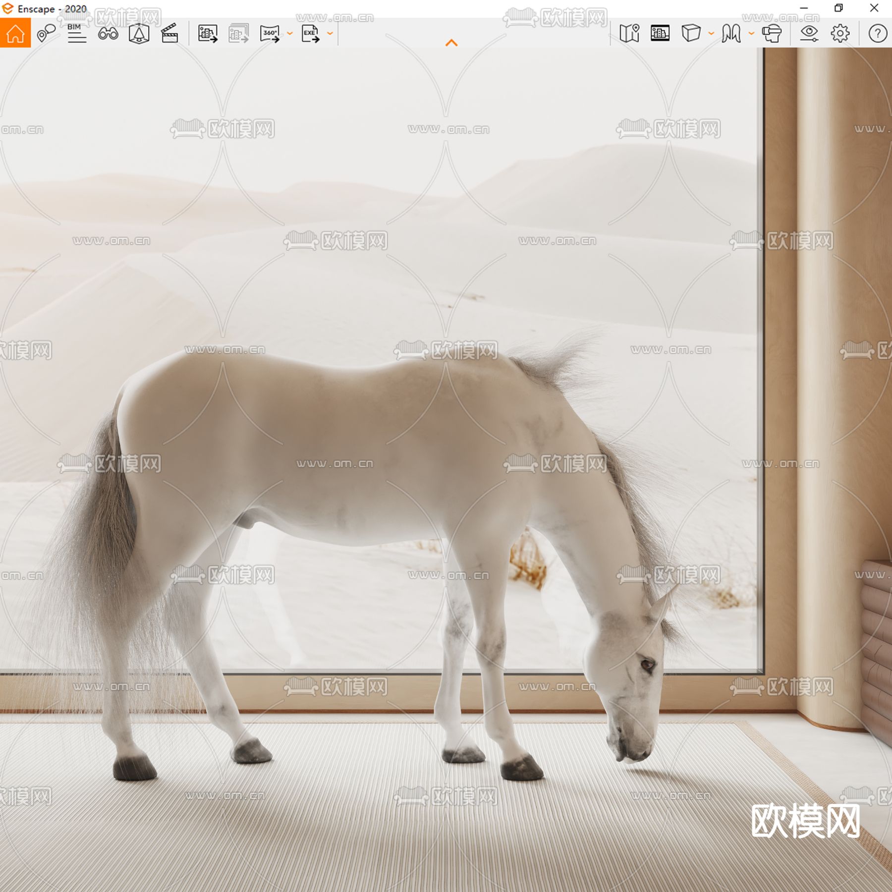 白马 马 动物su模型