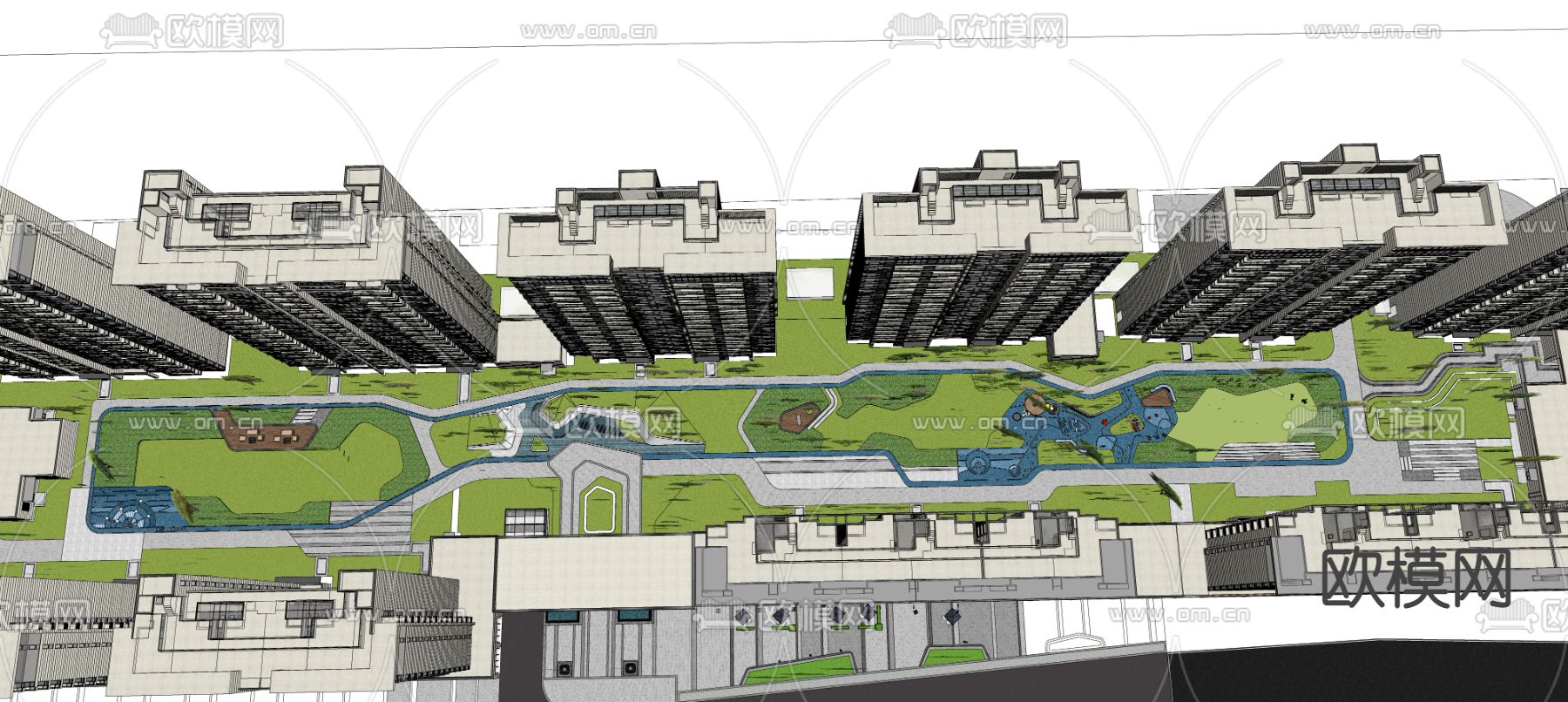 大区花园鸟瞰su模型下载（渲染图2）