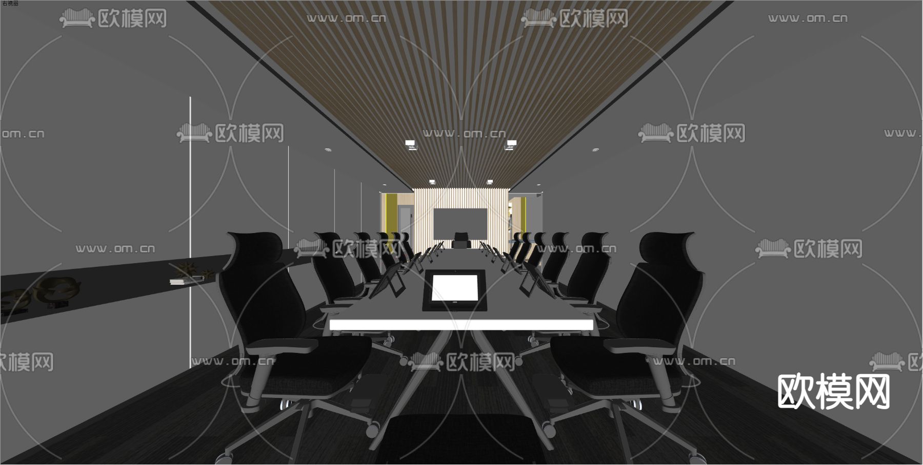 现代会议室su模型下载（渲染图2）