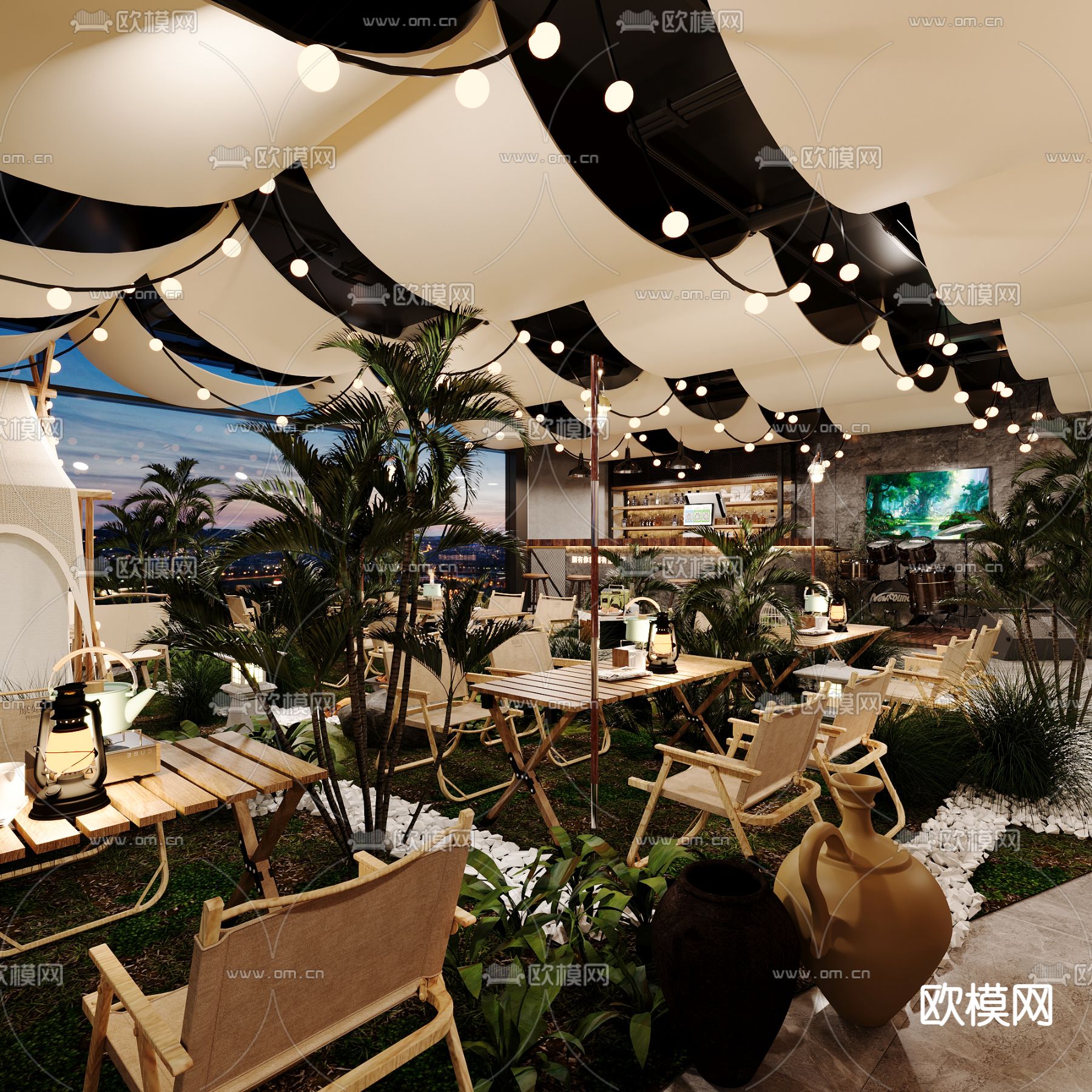 露营酒吧 音乐餐吧3d模型下载（渲染图1）