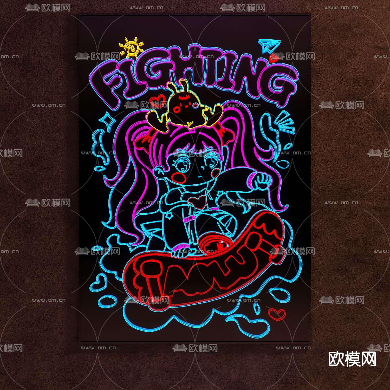 霓虹灯 国潮灯 装饰灯3d模型下载