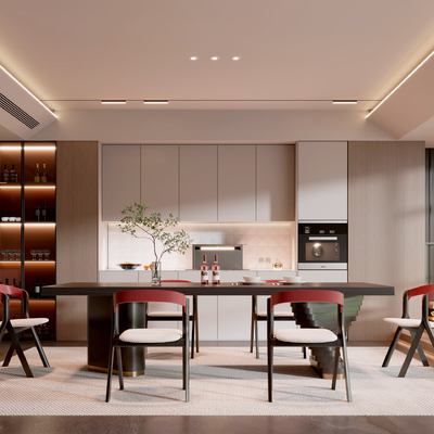  Minotti 米洛提 现代餐厅su模型 