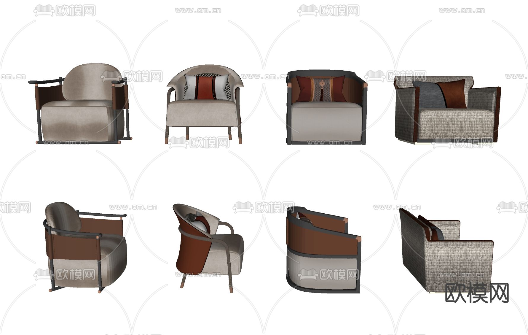 新中式 单人沙发su模型下载（渲染图2）