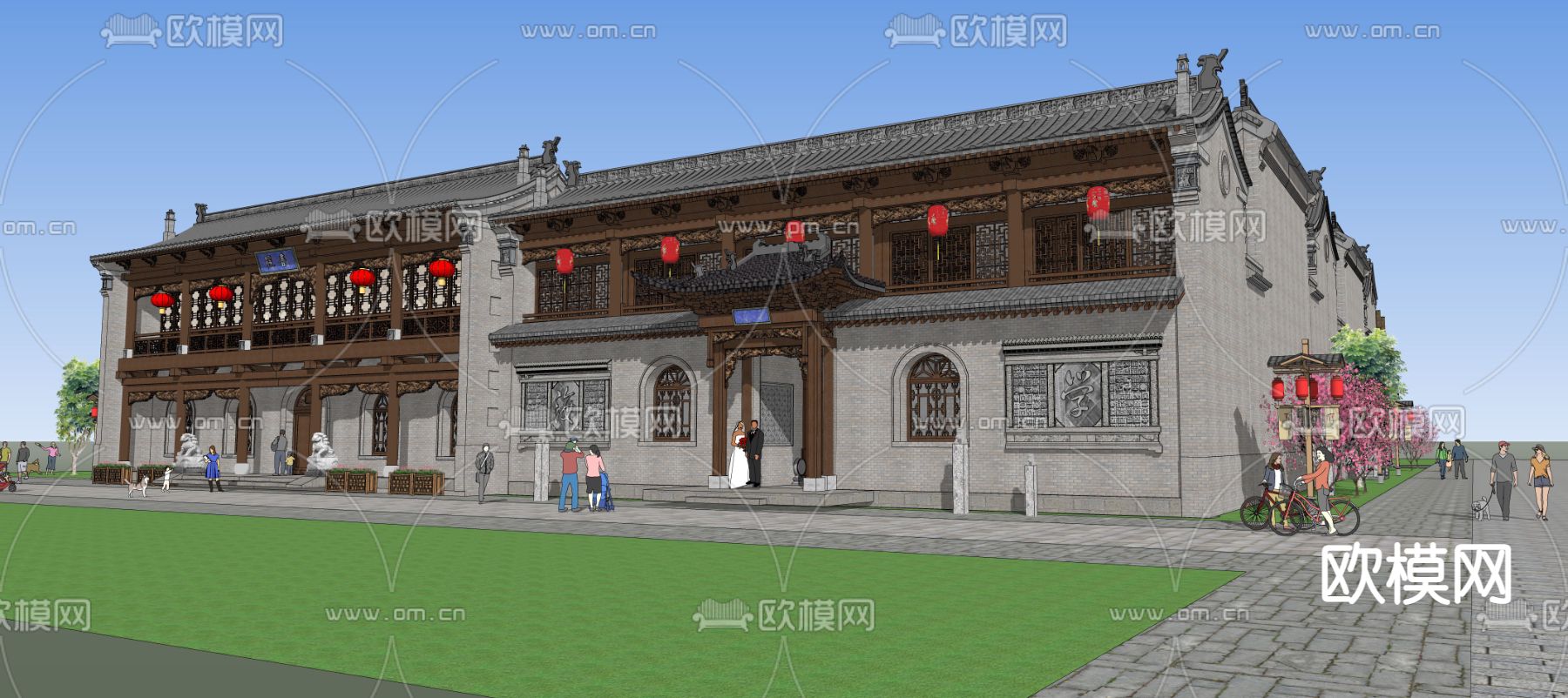 山西书院 古建su模型下载（渲染图2）