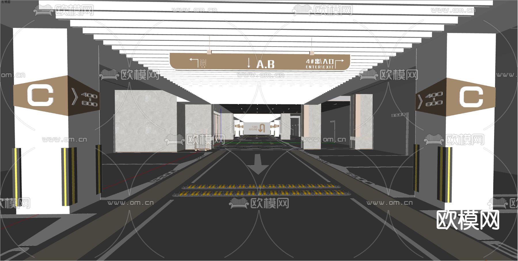 地下停车场su模型下载（渲染图3）