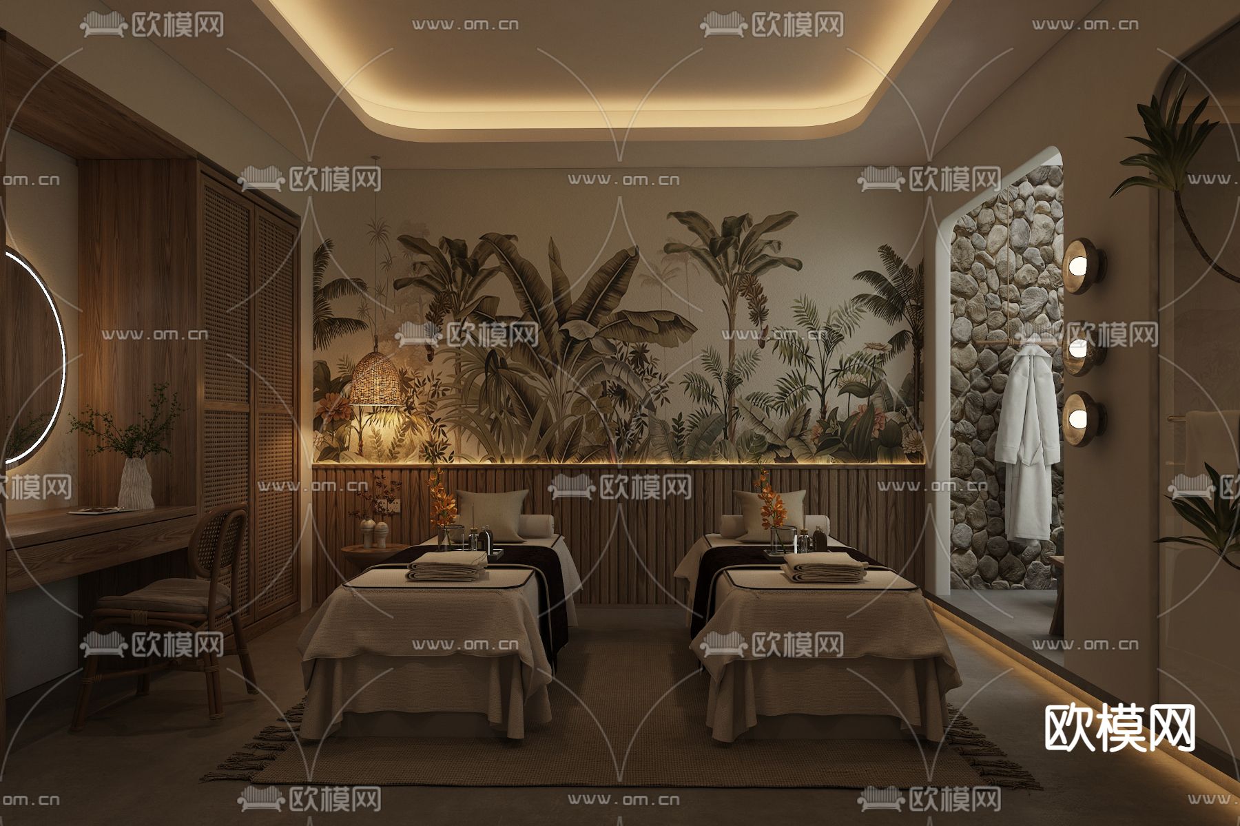 东南亚美容店 spa护理间3d模型下载_ID14057713_3dmax免费模型-欧模网