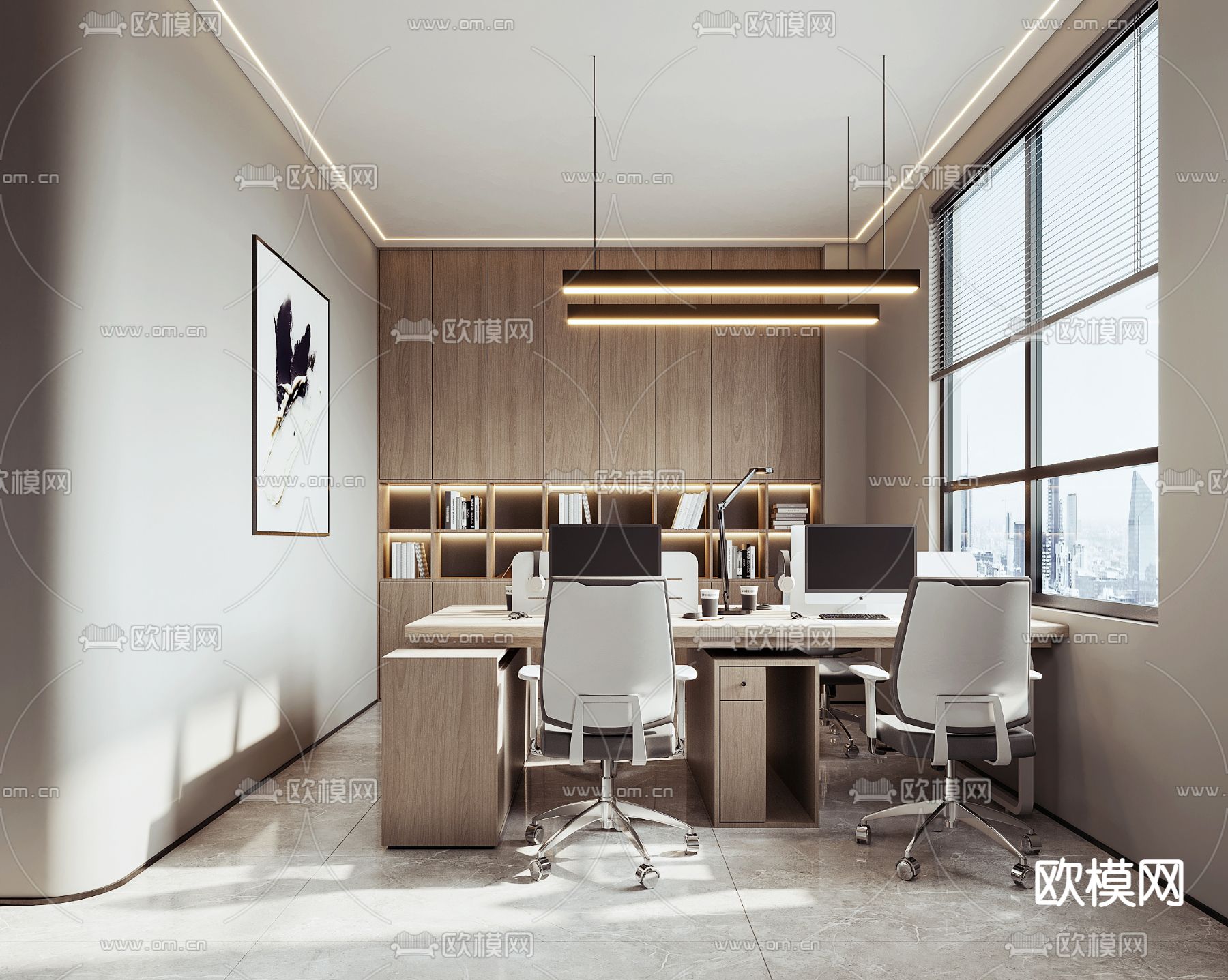 公共办公室 办公区3d模型下载