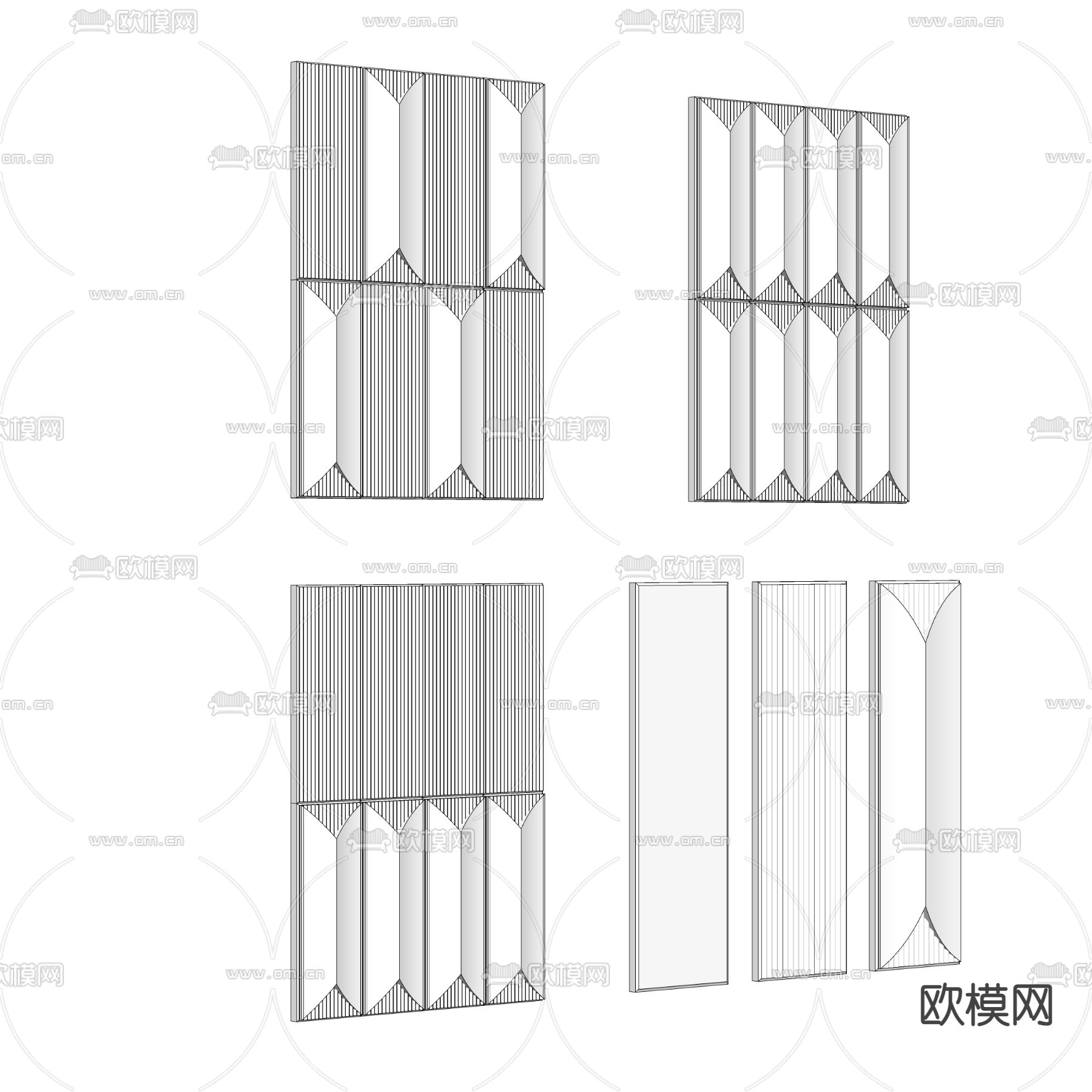 现代墙饰板 造型墙su模型下载（渲染图2）