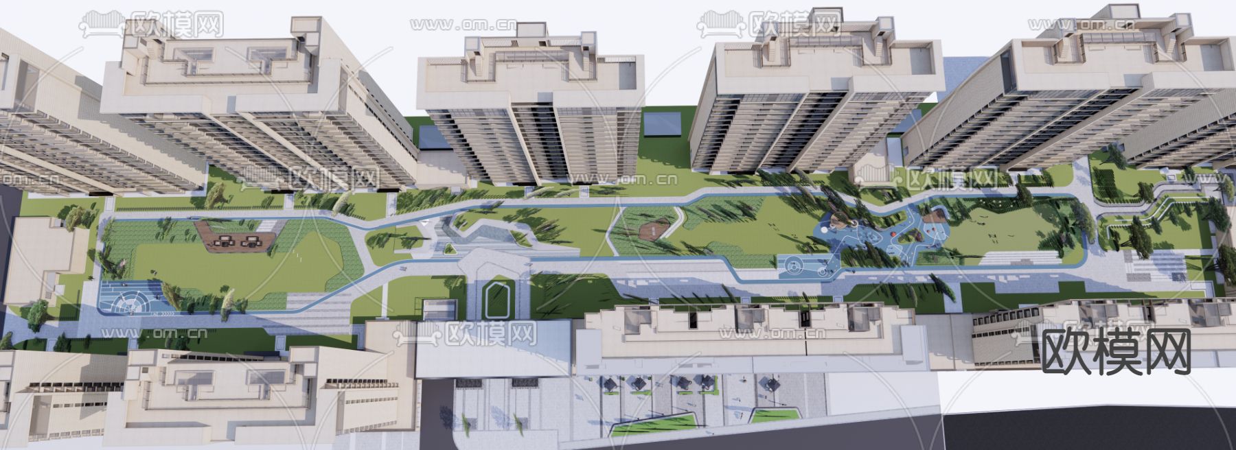 大区花园鸟瞰su模型下载（渲染图1）