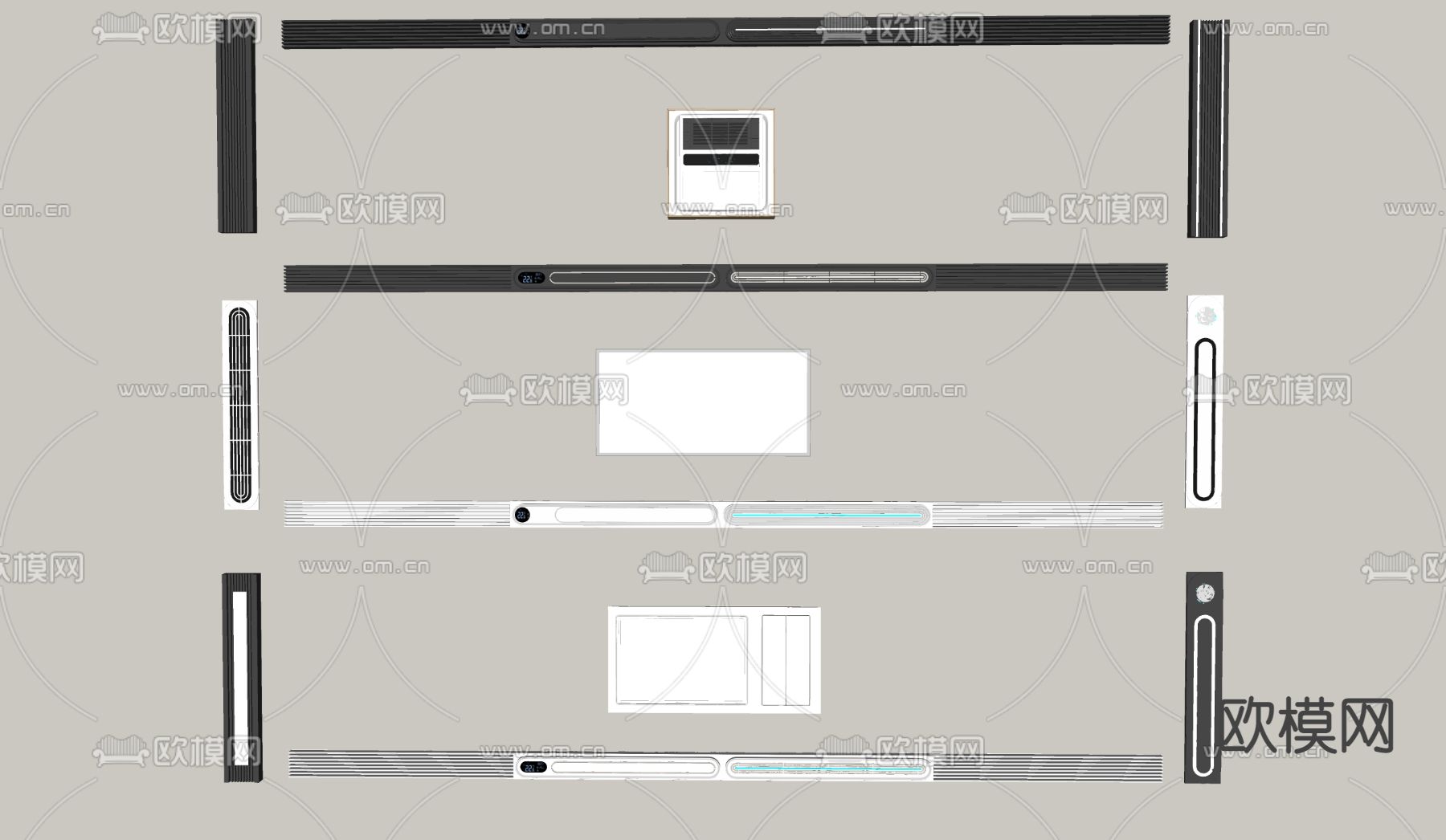 集成浴霸 线性浴霸 灯排风su模型下载（渲染图2）