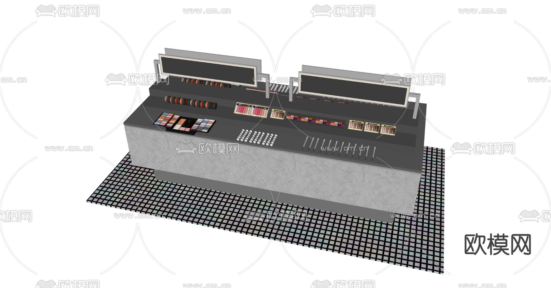 化妆柜 商品柜 展柜su模型下载（渲染图2）