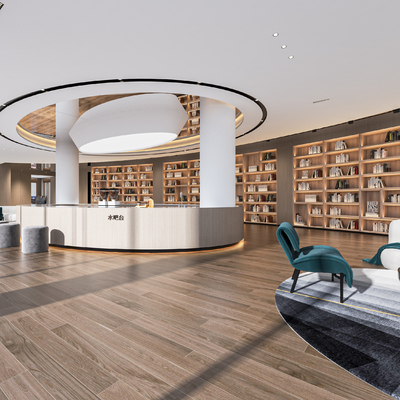  现代图书馆 阅览室su模型 