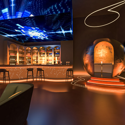  现代清吧 酒吧su模型 