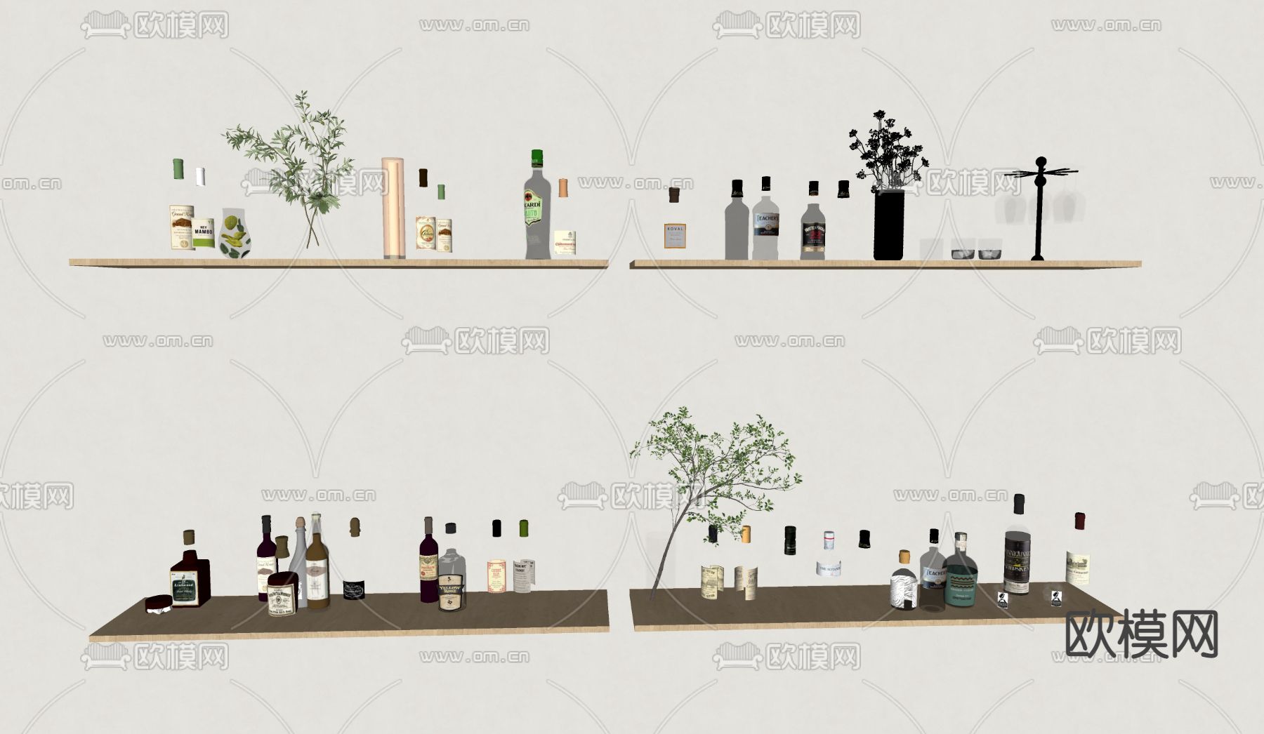 酒瓶 酒杯su模型下载（渲染图2）