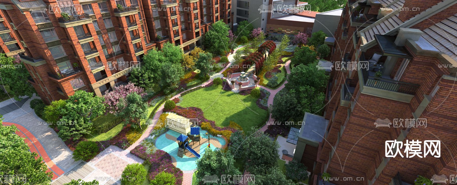 住宅小区景观3d模型下载