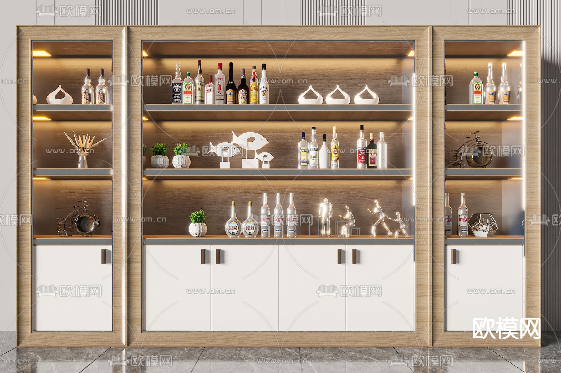 酒柜3d模型下载