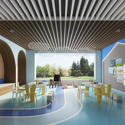  现代幼儿园 儿童娱乐区su模型 